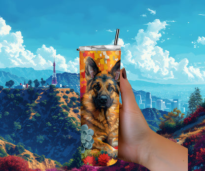 German Shepherd 20oz Tumbler Wrap, High Resolution 300 ppi Colorful and Customizable Museum Quality Art-KB