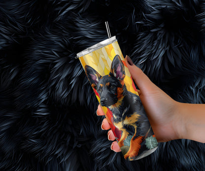 German Shepherd Puppy 20oz Tumbler Wrap, High Resolution 300 ppi Colorful and Customizable Museum Quality Art-EM