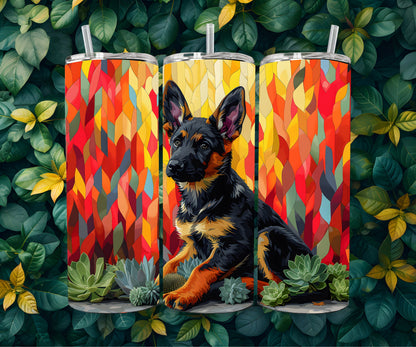 German Shepherd Puppy 20oz Tumbler Wrap, High Resolution 300 ppi Colorful and Customizable Museum Quality Art-EM