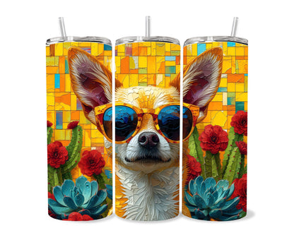 Chihuahua Dog Pet 20oz Tumbler Wrap, Colorful and Customizable, Museum Quality Art-LU