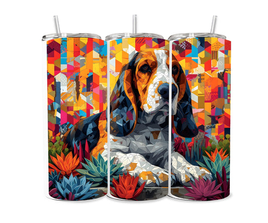 Basset Hound Dog Pet 20oz Tumbler Wrap, Colorful and Customizable, Museum Quality Art-FI