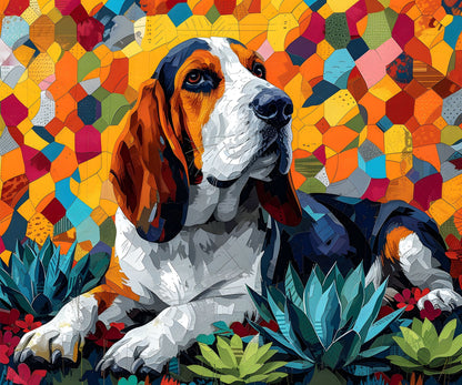 Basset Hound Dog Pet 20oz Tumbler Wrap, Colorful and Customizable, Museum Quality Art-AE