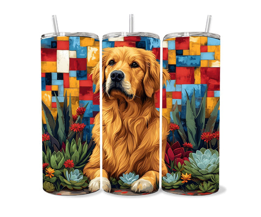 Golden Retriever Dog Pet 20oz Tumbler Wrap, Colorful and Customizable, Golden Retriever Museum Quality Art Cup Wraps-TZ