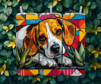 Beagle Dog Pet 20oz Tumbler Wrap, Colorful and Customizable, Beagle Museum Quality Art Cup Wraps-ZE