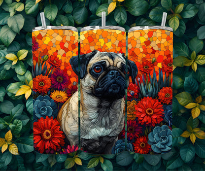 Pugs Dog Pet 20oz Tumbler Wrap, Colorful and Customizable, Pug Museum Quality Art Cup Wraps-GP