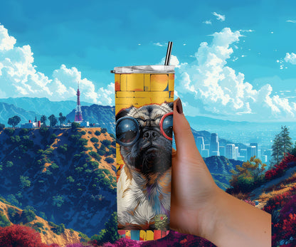 Pugs Dog Pet 20oz Tumbler Wrap, Colorful and Customizable, Funny Pug Enjoyable Museum Quality Art Cup Wraps-IQ