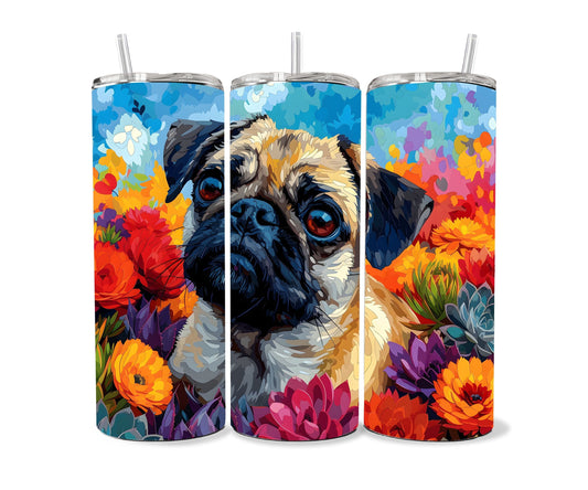 Pugs Dog Pet 20oz Tumbler Wrap, Colorful and Customizable, Funny Pug Enjoyable Museum Quality Art Cup Wraps-MP