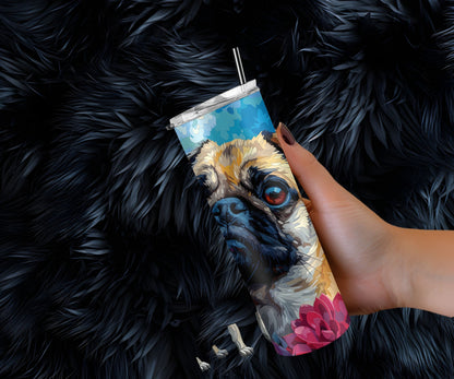 Pugs Dog Pet 20oz Tumbler Wrap, Colorful and Customizable, Funny Pug Enjoyable Museum Quality Art Cup Wraps-MP