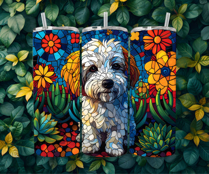 Bichon Frise Tumbler Wrap 20oz Skinny Tumbler , Colorful Museum Quality Bichon Frise Art Wraps-LC