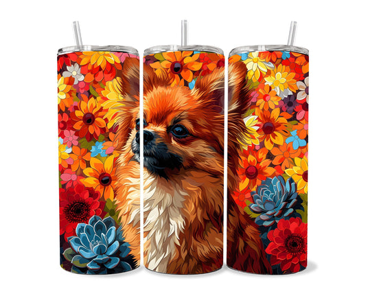 Pomeranian Tumbler Wrap 20oz Skinny Tumbler , Colorful Museum Quality Pomeranian Art Tumbler Wraps-GB