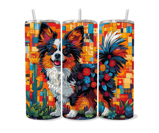 Pomeranian Tumbler Wrap 20oz Skinny Tumbler , Colorful Museum Quality Pomeranian Art Tumbler Wraps-OK