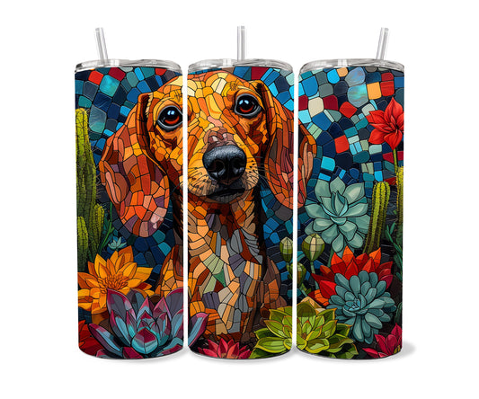 Dachshund Tumbler Wrap 20oz Skinny Tumbler , Colorful Museum Quality Dachshund Art Tumbler Wraps-FJ