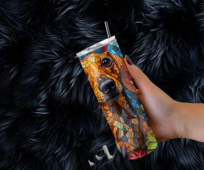 Dachshund Tumbler Wrap 20oz Skinny Tumbler , Colorful Museum Quality Dachshund Art Tumbler Wraps-FJ