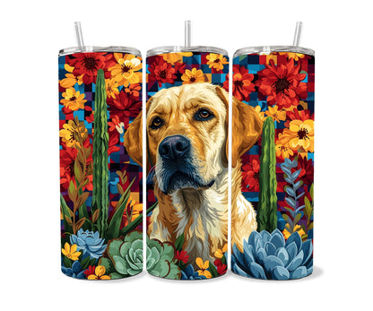 Labrador Retriever Tumbler Wrap 20oz Skinny Tumbler , Colorful Museum Quality Yellow Lab Art Tumbler Wraps-BV