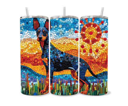 Doberman Tumbler Wrap 20oz Skinny Tumbler , Colorful Museum Quality Doberman Pinscher Art Tumbler Wraps-LR