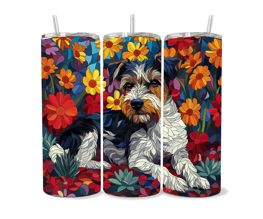 Wire Fox Terrier Tumbler Wrap 20oz Skinny Tumbler , Colorful Museum Quality Wire Fox Terrier Art Tumbler Wraps-BS