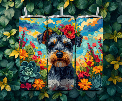 Terrier Tumbler Wrap 20oz Skinny Tumbler , Colorful Museum Quality Terrier Art Tumbler Wraps-GL