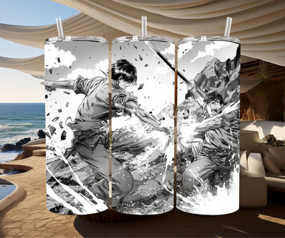 Manga Tumbler Wrap 20oz Skinny Tumbler PNG , Colorful Museum Quality Japanese Style Cute Manga Art Design Tumbler Wraps-HE