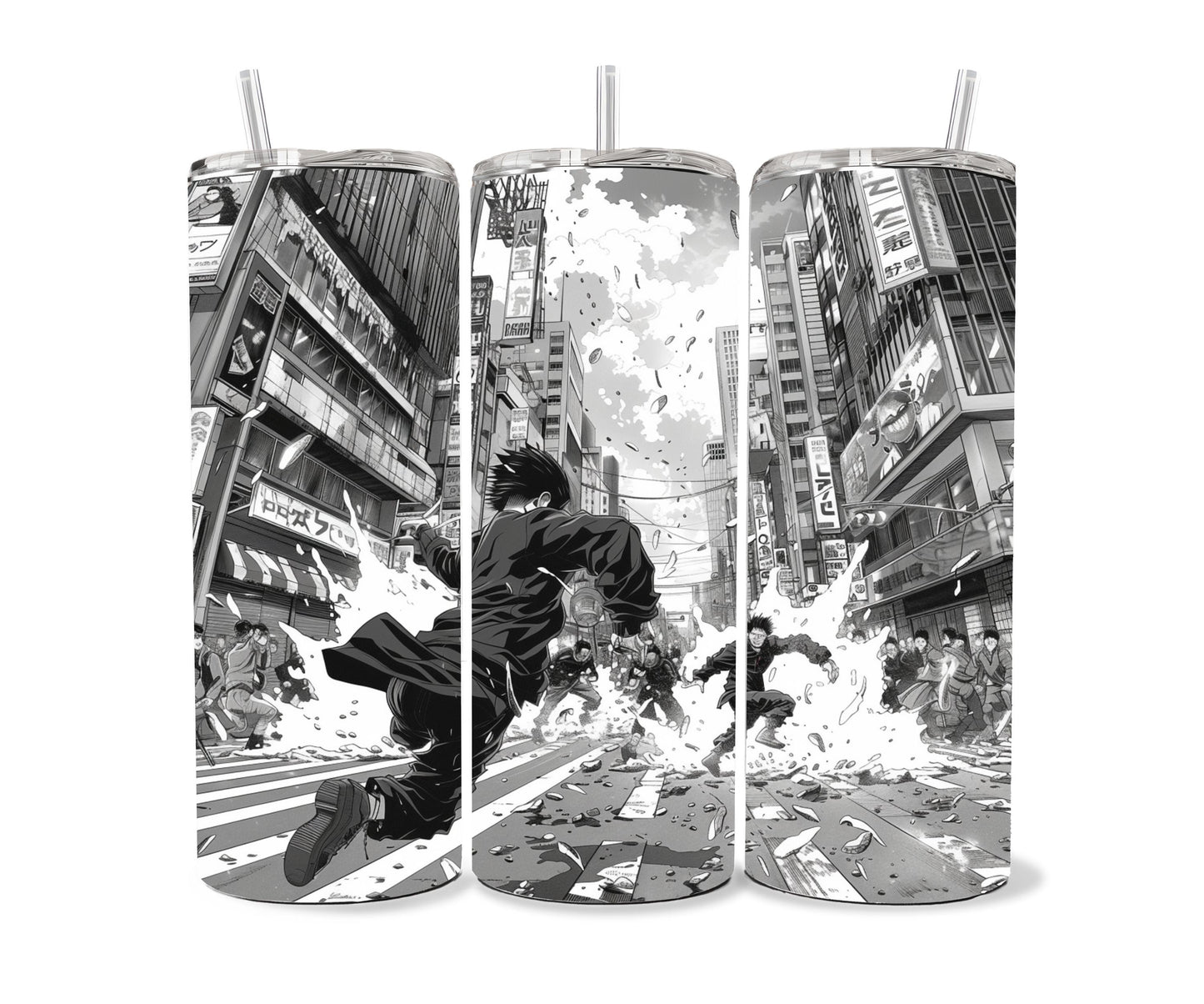 Manga Tumbler Wrap 20oz Skinny Tumbler PNG , Colorful Museum Quality Japanese Style Cute Manga Art Design Tumbler Wraps-AU