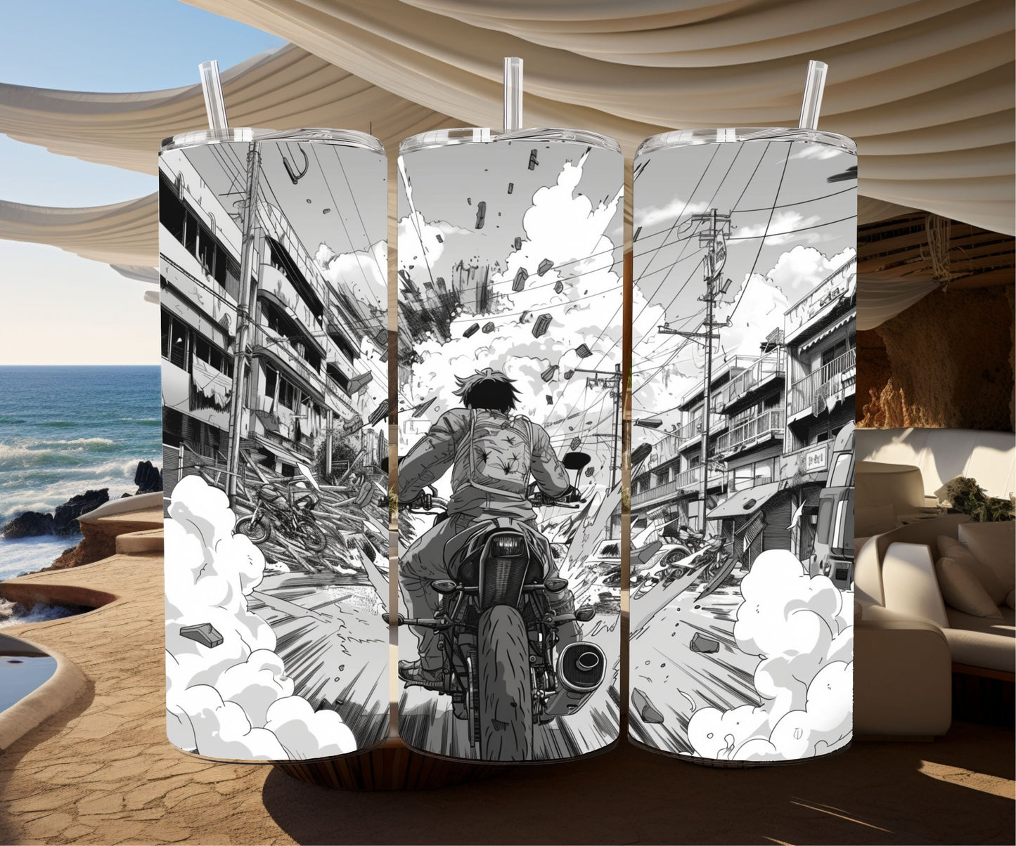 Manga Tumbler Wrap 20oz Skinny Tumbler PNG , Colorful Museum Quality Japanese Style Cute Manga Art Design Tumbler Wraps-FT