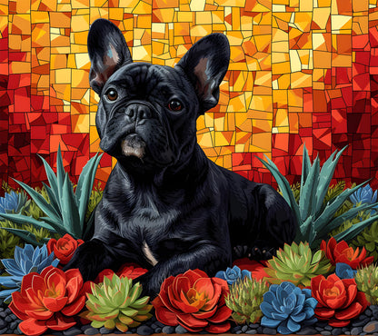 Black French Bulldog 20oz Frenchie Tumbler Wrap, Colorful and Customizable-QD