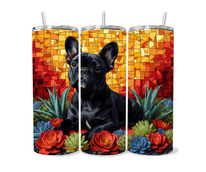 Black French Bulldog 20oz Frenchie Tumbler Wrap, Colorful and Customizable-QD