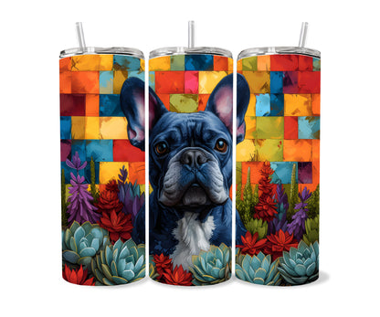 Blue French Bulldog 20oz Frenchie Tumbler Wrap, 300 ppi High Resolution Colorful and Customizable-RD