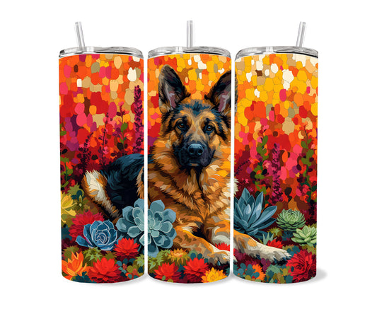 German Shepherd 20oz Tumbler Wrap, High Resolution 300 ppi Colorful and Customizable Museum Quality Art-KB