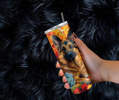 German Shepherd 20oz Tumbler Wrap, High Resolution 300 ppi Colorful and Customizable Museum Quality Art-KB