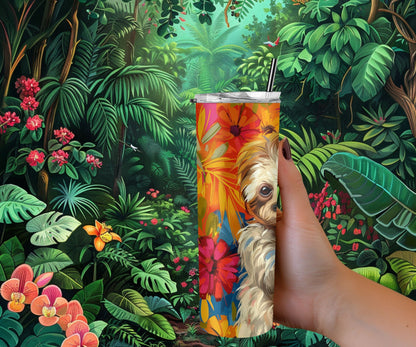 Sloth Tumbler Wrap 20oz Skinny Tumbler , Colorful Museum Quality Cute Sloth Art and Succulent Plant Tumbler Wraps with Two Sloths.-ZN