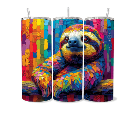 Sloth Tumbler Wrap 20oz Skinny Tumbler , Colorful Museum Quality Cute Sloth Art  Tumbler Wraps with Adorable Sloths.-RC