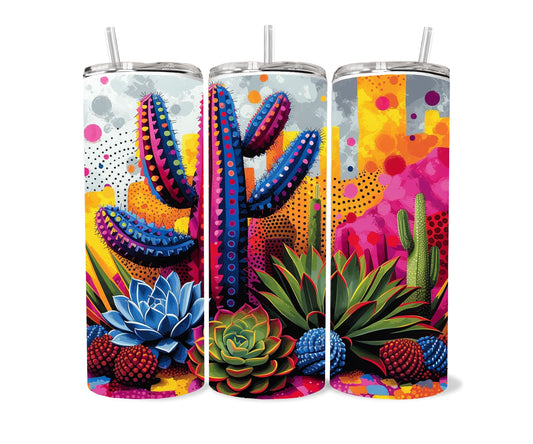 Cactus, Succulent Plants Tumbler Wrap 20oz Skinny Tumbler, Colorful Museum Quality Botanical Art, Cacti, Succulents, Flowers Tumbler Wraps .-JF