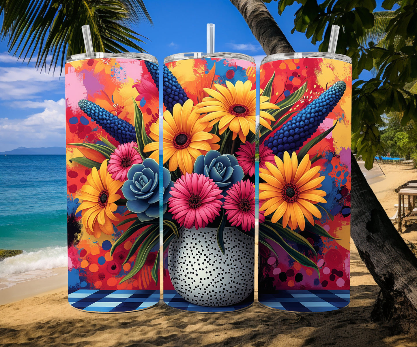 Cactus, Succulent Plants Tumbler Wrap 20oz Skinny Tumbler, Colorful Kawaiil Art, Cacti, Succulents, Flowers Tumbler Wraps .-JW