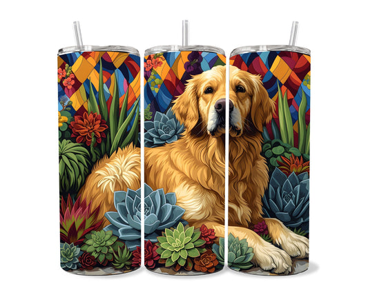 Golden Retriever Dog Pet 20oz Tumbler Wrap, Colorful and Customizable, Golden Retriever Museum Quality Art Cup Wrap-FD