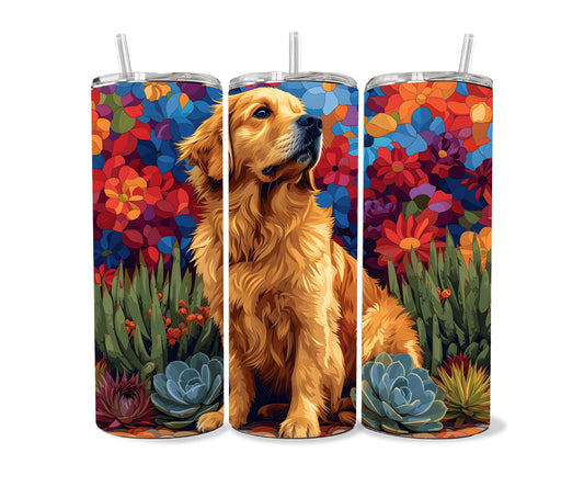 Golden Retriever Dog Pet 20oz Tumbler Wrap, Colorful and Customizable, Golden Retriever Museum Quality Art Cup Wrap-PV