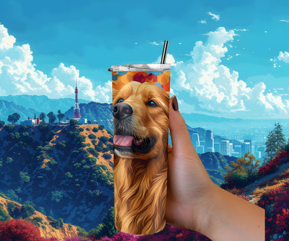 Golden Retriever Dog Pet 20oz Tumbler Wrap, Colorful and Customizable, Golden Retriever Museum Quality Art Cup Wrap-QN