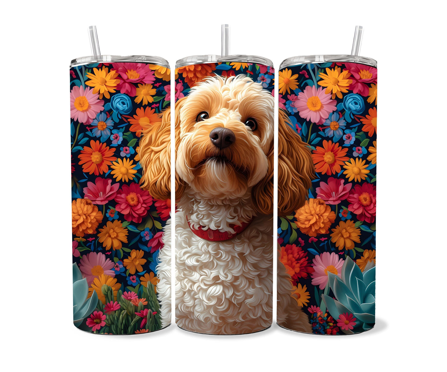 Goldendoodle Dog Pet 20oz Tumbler Wrap, Colorful and Customizable, Golden doodle Museum Quality Art Cup Wraps-ND