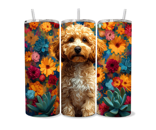 Goldendoodle Dog Pet 20oz Tumbler Wrap, Colorful and Customizable, Golden doodle Museum Quality Art Cup Wraps-HQ