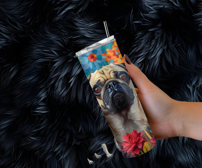 Pugs Dog Pet 20oz Tumbler Wrap, Colorful and Customizable, Twin Pugs Museum Quality Art Cup Wraps-US