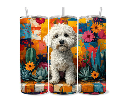 Bichon Frise Tumbler Wrap 20oz Skinny Tumbler , Colorful Museum Quality Bichon Frise Art Wraps-NE