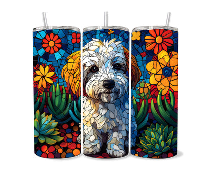 Bichon Frise Tumbler Wrap 20oz Skinny Tumbler , Colorful Museum Quality Bichon Frise Art Wraps-LC