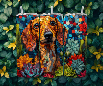 Dachshund Tumbler Wrap 20oz Skinny Tumbler , Colorful Museum Quality Dachshund Art Tumbler Wraps-FJ