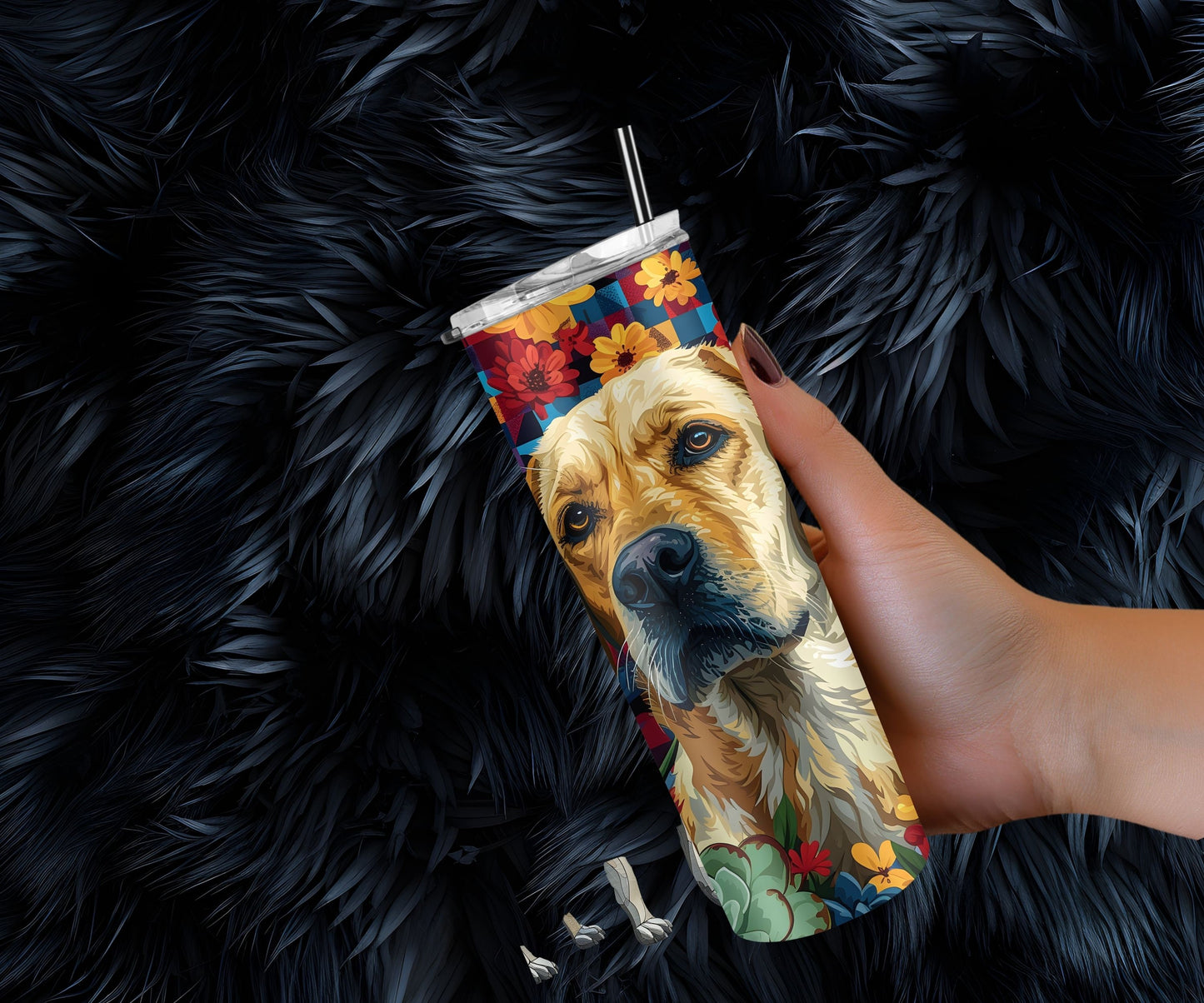 Labrador Retriever Tumbler Wrap 20oz Skinny Tumbler , Colorful Museum Quality Yellow Lab Art Tumbler Wraps-BV