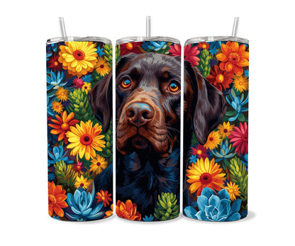 Chocolate Labrador Retriever Tumbler Wrap 20oz Skinny Tumbler , Colorful Museum Quality Chocolate Lab Art Tumbler Wraps-HO