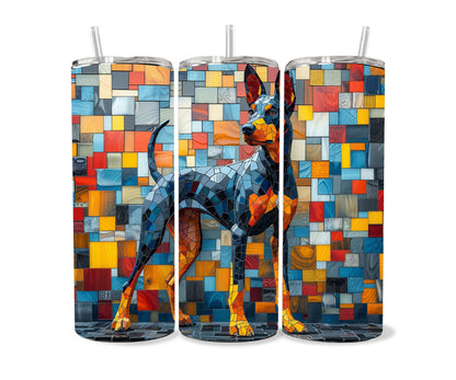 Doberman Tumbler Wrap 20oz Skinny Tumbler , Colorful Museum Quality Doberman Pinscher Art Tumbler Wraps-TE