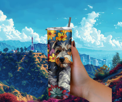 Wire Fox Terrier Tumbler Wrap 20oz Skinny Tumbler , Colorful Museum Quality Wire Fox Terrier Art Tumbler Wraps-BS