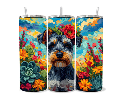 Terrier Tumbler Wrap 20oz Skinny Tumbler , Colorful Museum Quality Terrier Art Tumbler Wraps-GL