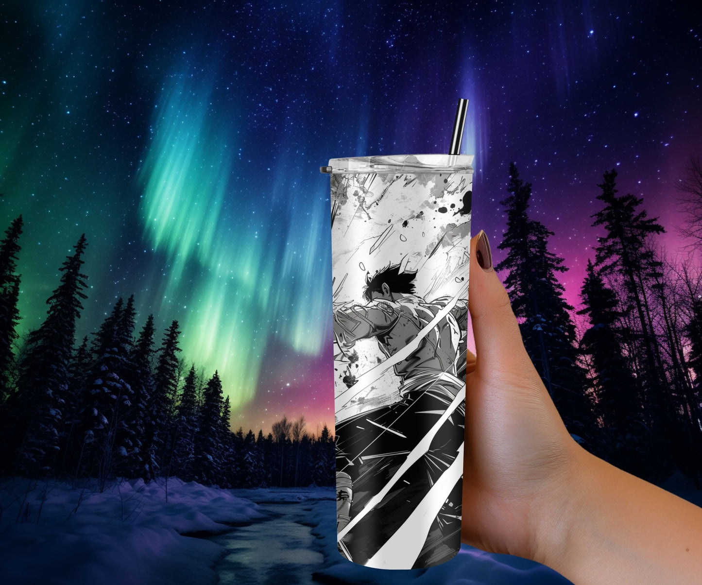 Manga Tumbler Wrap 20oz Skinny Tumbler PNG , Colorful Museum Quality Japanese Style Cute Manga Art Design Tumbler Wraps-XU