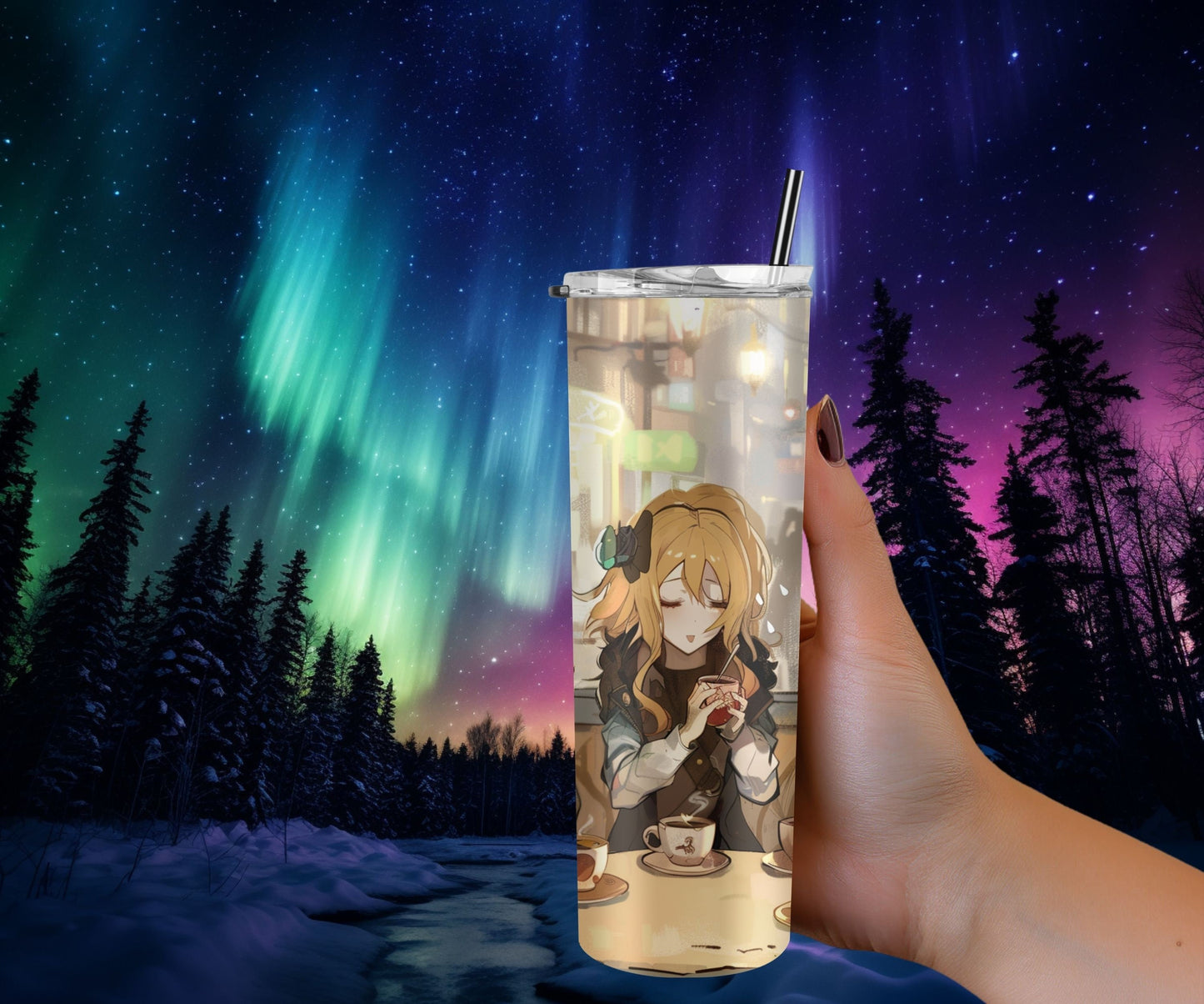 Manga Tumbler Wrap 20oz Skinny Tumbler PNG , Colorful Museum Quality Japanese Style Cute Manga Art Design Tumbler Wraps-SO