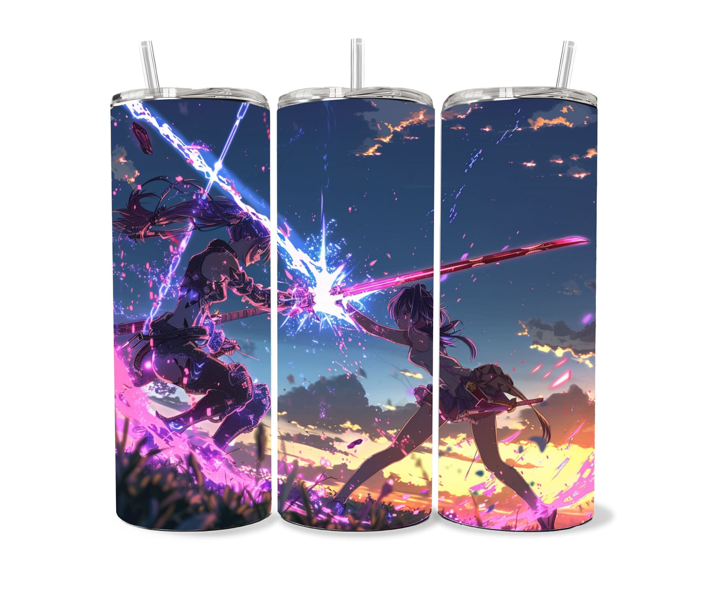 Anime Tumbler Wrap 20oz Skinny Tumbler , Colorful Museum Quality Japanese Style Cute Anime Art PNG Design Tumbler Wraps-GI